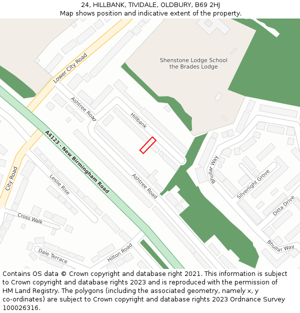 24, HILLBANK, TIVIDALE, OLDBURY, B69 2HJ: Location map and indicative extent of plot