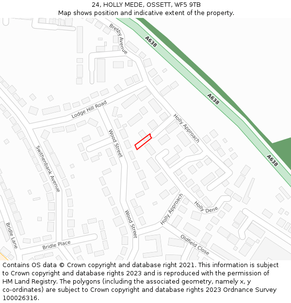 24, HOLLY MEDE, OSSETT, WF5 9TB: Location map and indicative extent of plot