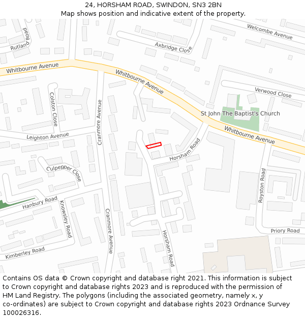 24, HORSHAM ROAD, SWINDON, SN3 2BN: Location map and indicative extent of plot