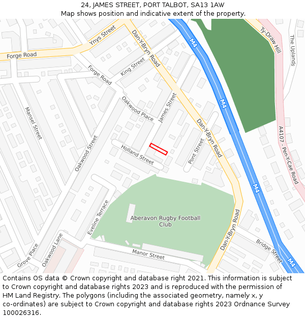 24, JAMES STREET, PORT TALBOT, SA13 1AW: Location map and indicative extent of plot