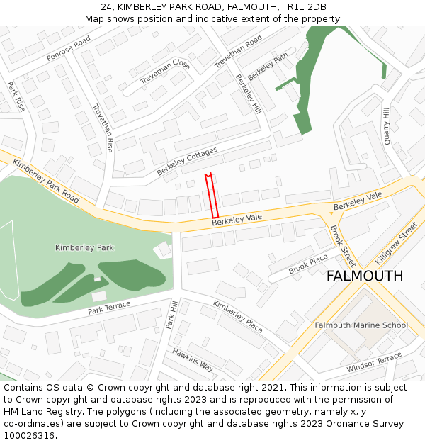24, KIMBERLEY PARK ROAD, FALMOUTH, TR11 2DB: Location map and indicative extent of plot