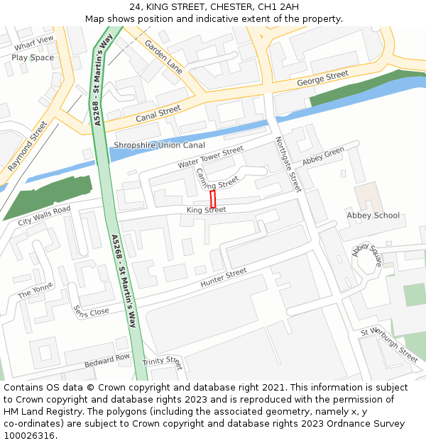 24, KING STREET, CHESTER, CH1 2AH: Location map and indicative extent of plot