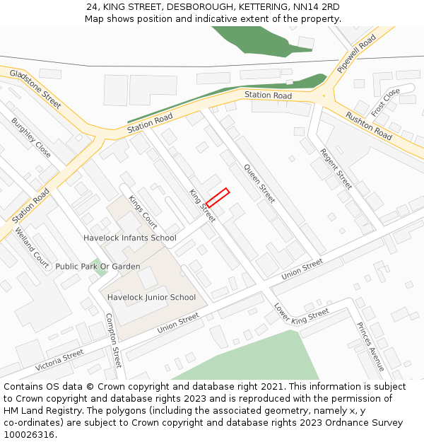 24, KING STREET, DESBOROUGH, KETTERING, NN14 2RD: Location map and indicative extent of plot