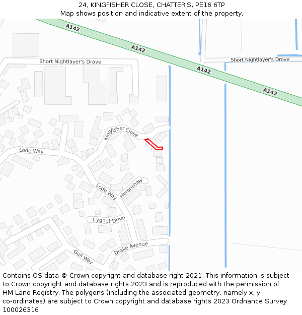 24, KINGFISHER CLOSE, CHATTERIS, PE16 6TP: Location map and indicative extent of plot