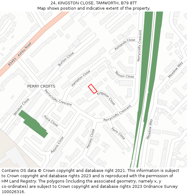 24, KINGSTON CLOSE, TAMWORTH, B79 8TT: Location map and indicative extent of plot