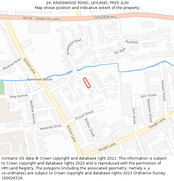 24, KINGSWOOD ROAD, LEYLAND, PR25 2UN: Location map and indicative extent of plot