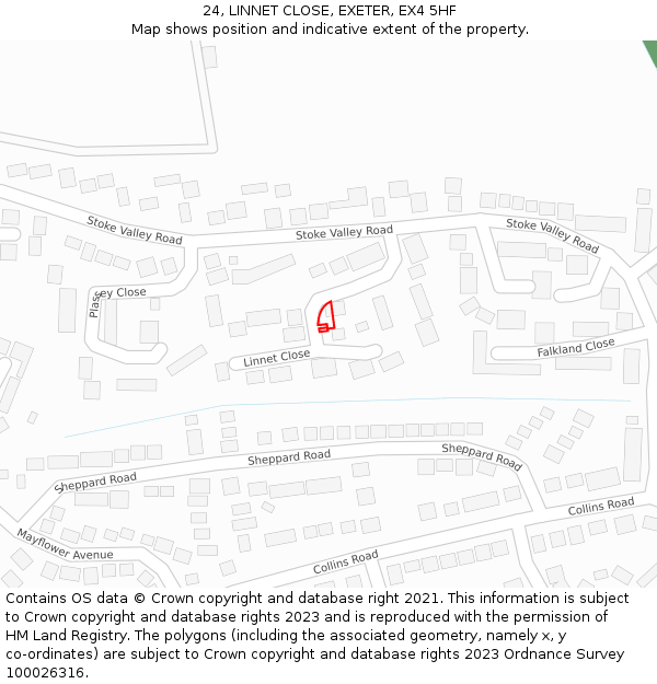 24, LINNET CLOSE, EXETER, EX4 5HF: Location map and indicative extent of plot