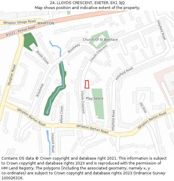 24, LLOYDS CRESCENT, EXETER, EX1 3JQ: Location map and indicative extent of plot