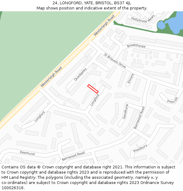 24, LONGFORD, YATE, BRISTOL, BS37 4JL: Location map and indicative extent of plot