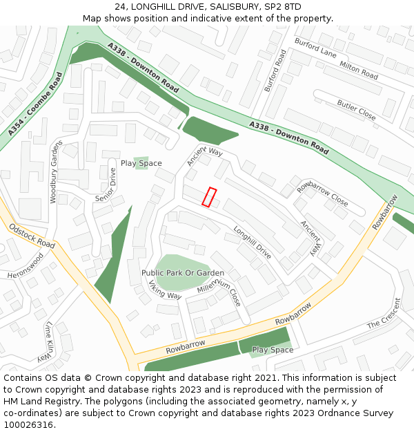 24, LONGHILL DRIVE, SALISBURY, SP2 8TD: Location map and indicative extent of plot