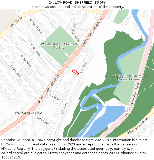 24, LOW ROAD, SHEFFIELD, S6 5FY: Location map and indicative extent of plot