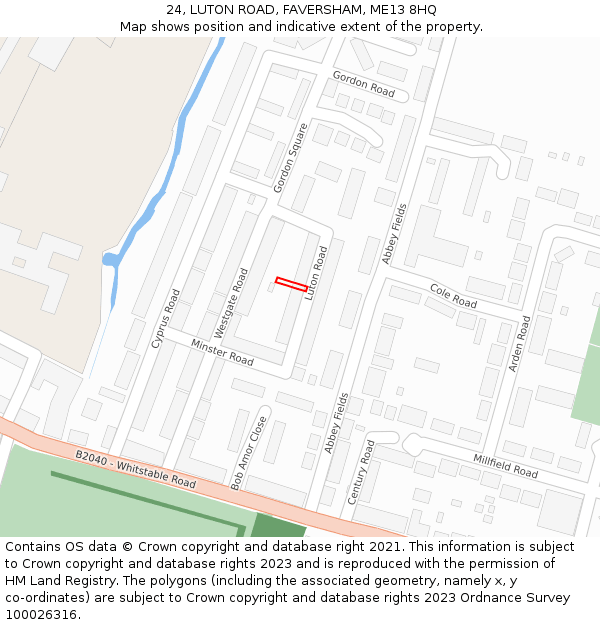 24, LUTON ROAD, FAVERSHAM, ME13 8HQ: Location map and indicative extent of plot