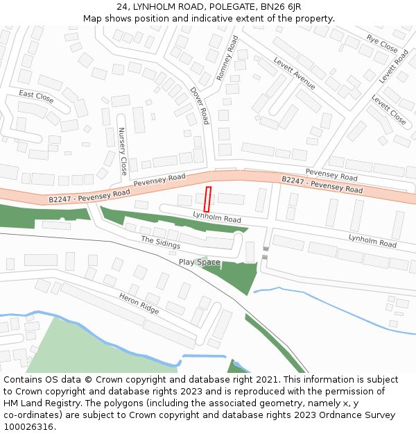 24, LYNHOLM ROAD, POLEGATE, BN26 6JR: Location map and indicative extent of plot