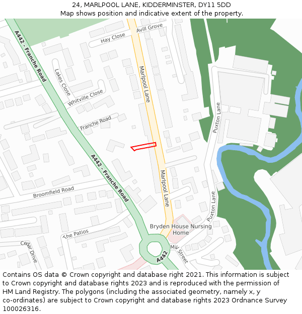 24, MARLPOOL LANE, KIDDERMINSTER, DY11 5DD: Location map and indicative extent of plot