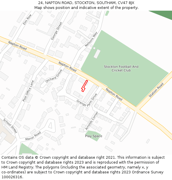 24, NAPTON ROAD, STOCKTON, SOUTHAM, CV47 8JX: Location map and indicative extent of plot