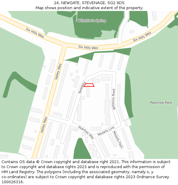 24, NEWGATE, STEVENAGE, SG2 9DS: Location map and indicative extent of plot