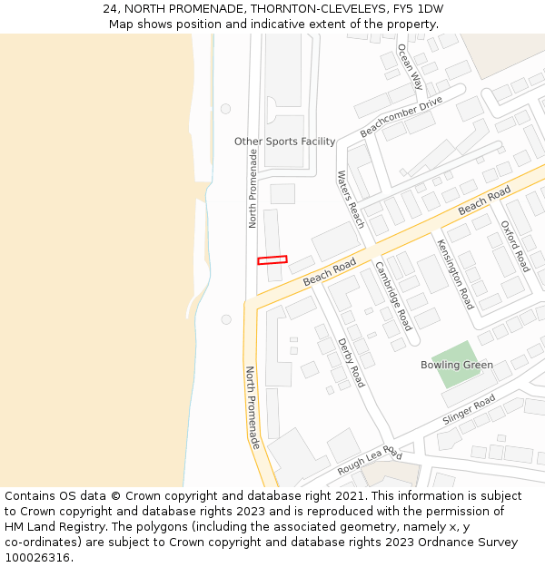 24, NORTH PROMENADE, THORNTON-CLEVELEYS, FY5 1DW: Location map and indicative extent of plot