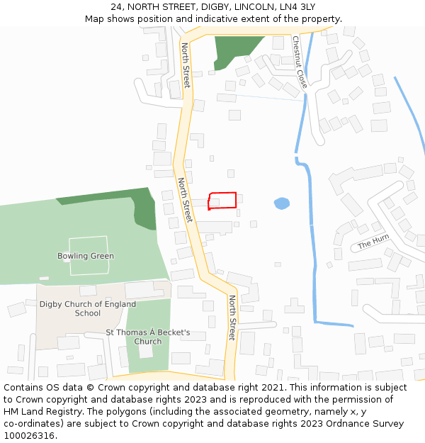24, NORTH STREET, DIGBY, LINCOLN, LN4 3LY: Location map and indicative extent of plot