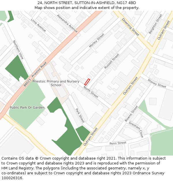 24, NORTH STREET, SUTTON-IN-ASHFIELD, NG17 4BD: Location map and indicative extent of plot
