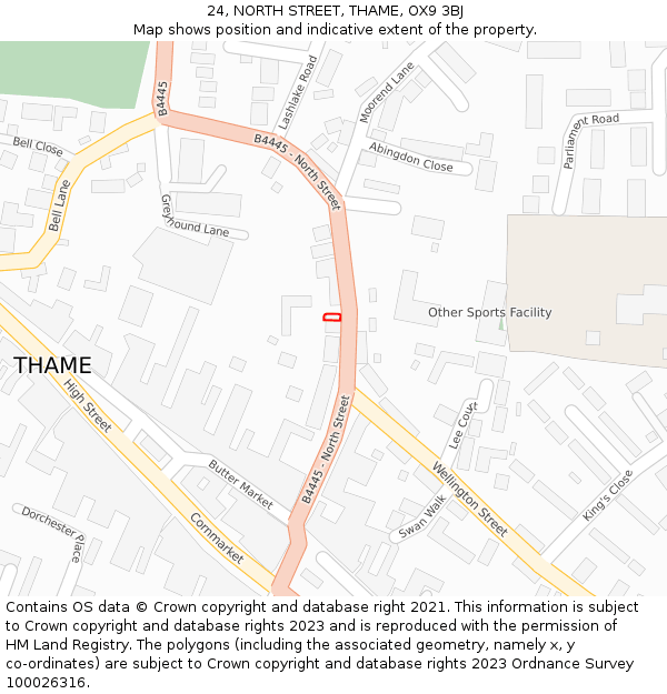 24, NORTH STREET, THAME, OX9 3BJ: Location map and indicative extent of plot
