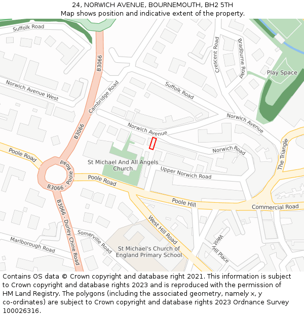 24, NORWICH AVENUE, BOURNEMOUTH, BH2 5TH: Location map and indicative extent of plot