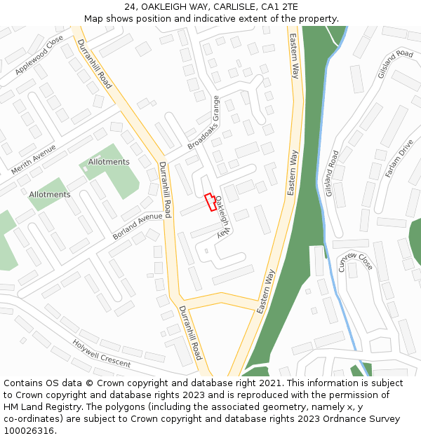 24, OAKLEIGH WAY, CARLISLE, CA1 2TE: Location map and indicative extent of plot