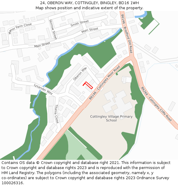 24, OBERON WAY, COTTINGLEY, BINGLEY, BD16 1WH: Location map and indicative extent of plot
