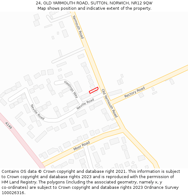 24, OLD YARMOUTH ROAD, SUTTON, NORWICH, NR12 9QW: Location map and indicative extent of plot