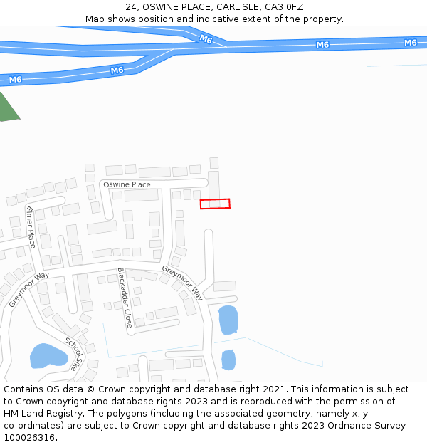 24, OSWINE PLACE, CARLISLE, CA3 0FZ: Location map and indicative extent of plot