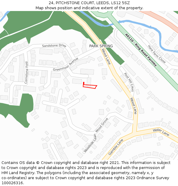 24, PITCHSTONE COURT, LEEDS, LS12 5SZ: Location map and indicative extent of plot