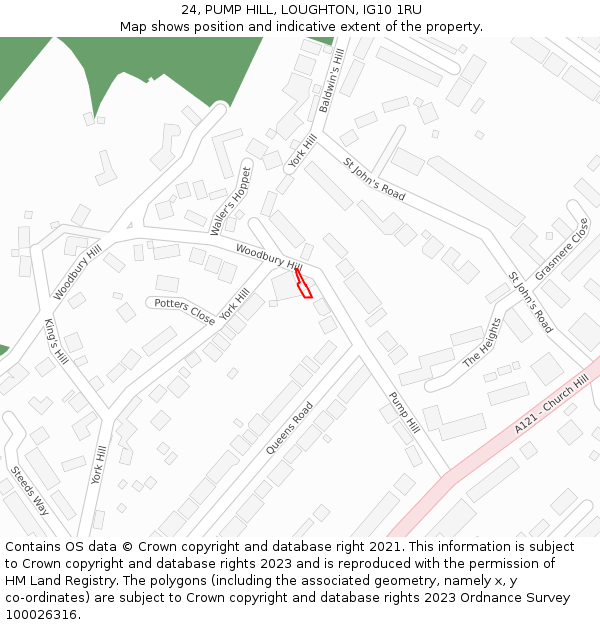 24, PUMP HILL, LOUGHTON, IG10 1RU: Location map and indicative extent of plot