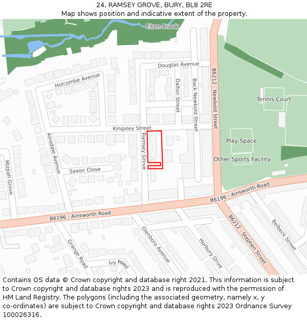 24, RAMSEY GROVE, BURY, BL8 2RE: Location map and indicative extent of plot
