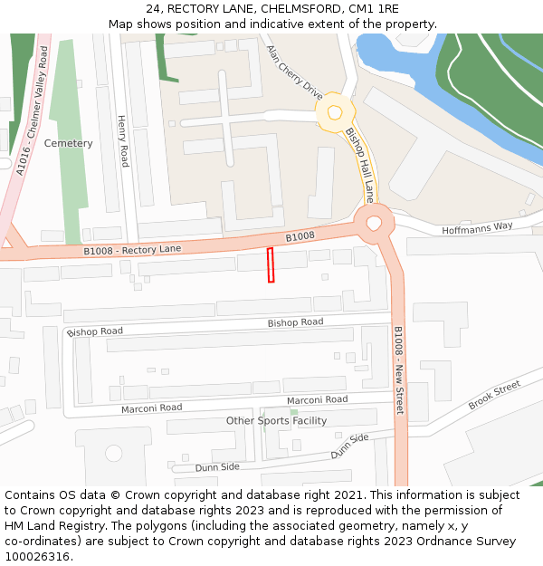 24, RECTORY LANE, CHELMSFORD, CM1 1RE: Location map and indicative extent of plot