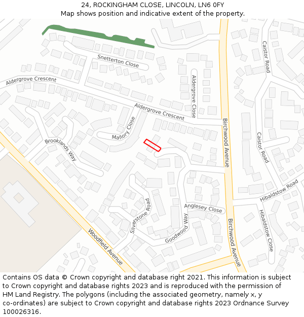 24, ROCKINGHAM CLOSE, LINCOLN, LN6 0FY: Location map and indicative extent of plot