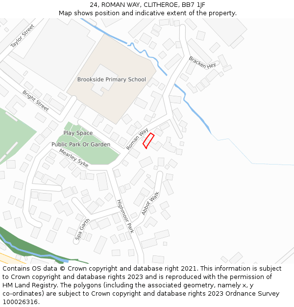24, ROMAN WAY, CLITHEROE, BB7 1JF: Location map and indicative extent of plot