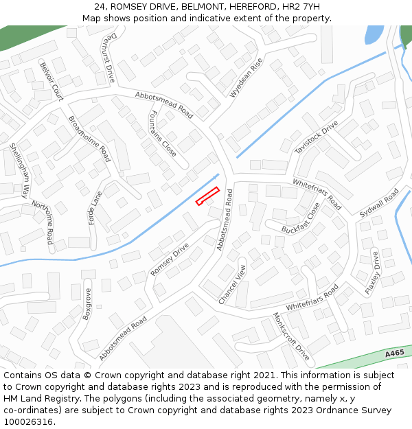 24, ROMSEY DRIVE, BELMONT, HEREFORD, HR2 7YH: Location map and indicative extent of plot