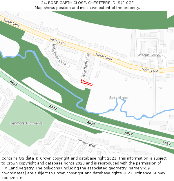 24, ROSE GARTH CLOSE, CHESTERFIELD, S41 0GE: Location map and indicative extent of plot