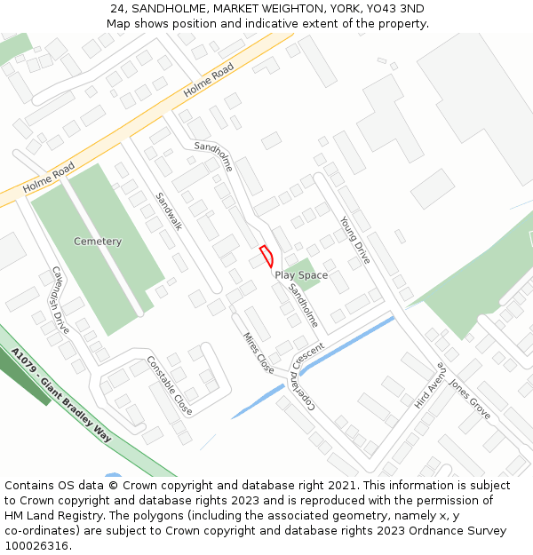 24, SANDHOLME, MARKET WEIGHTON, YORK, YO43 3ND: Location map and indicative extent of plot
