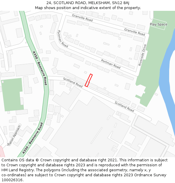 24, SCOTLAND ROAD, MELKSHAM, SN12 8AJ: Location map and indicative extent of plot
