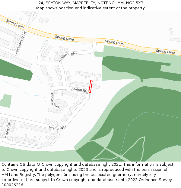 24, SEATON WAY, MAPPERLEY, NOTTINGHAM, NG3 5XB: Location map and indicative extent of plot