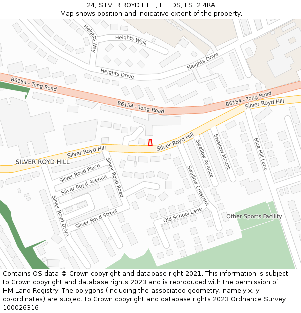 24, SILVER ROYD HILL, LEEDS, LS12 4RA: Location map and indicative extent of plot