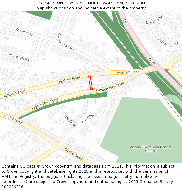 24, SKEYTON NEW ROAD, NORTH WALSHAM, NR28 0BU: Location map and indicative extent of plot