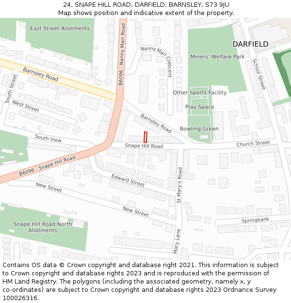 24, SNAPE HILL ROAD, DARFIELD, BARNSLEY, S73 9JU: Location map and indicative extent of plot