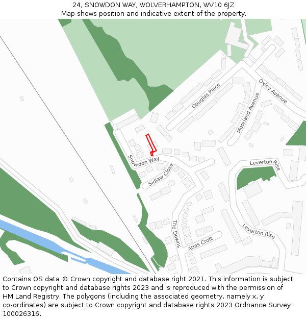 24, SNOWDON WAY, WOLVERHAMPTON, WV10 6JZ: Location map and indicative extent of plot