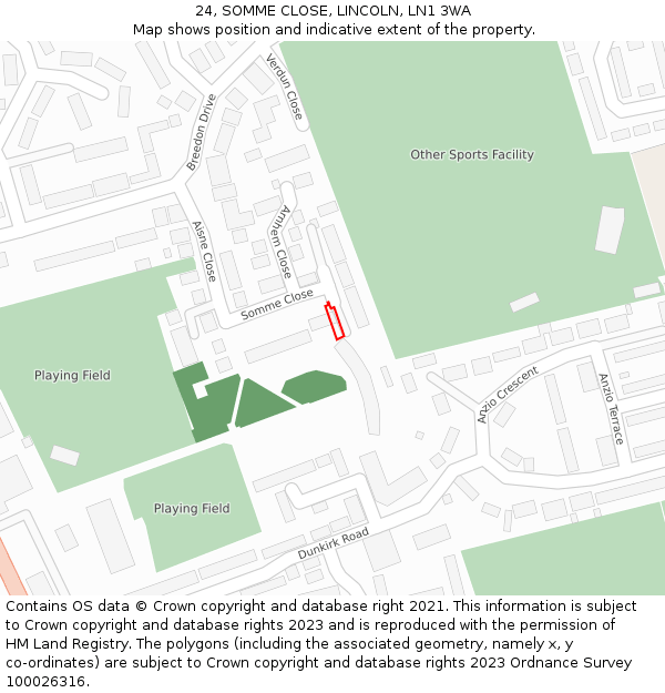 24, SOMME CLOSE, LINCOLN, LN1 3WA: Location map and indicative extent of plot