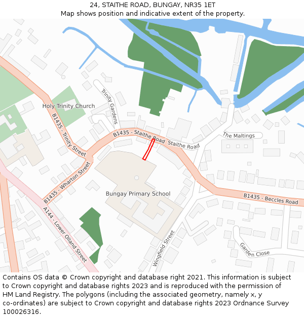 24, STAITHE ROAD, BUNGAY, NR35 1ET: Location map and indicative extent of plot