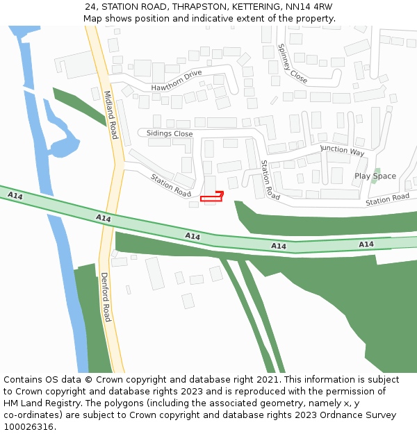 24, STATION ROAD, THRAPSTON, KETTERING, NN14 4RW: Location map and indicative extent of plot