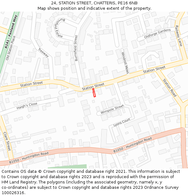 24, STATION STREET, CHATTERIS, PE16 6NB: Location map and indicative extent of plot