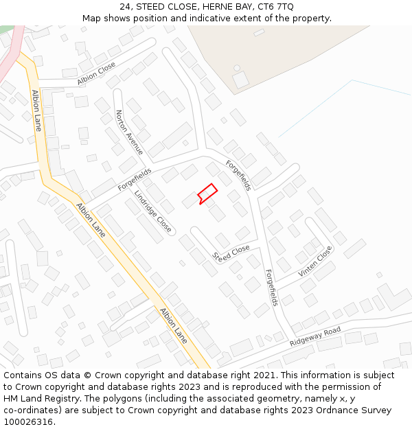 24, STEED CLOSE, HERNE BAY, CT6 7TQ: Location map and indicative extent of plot