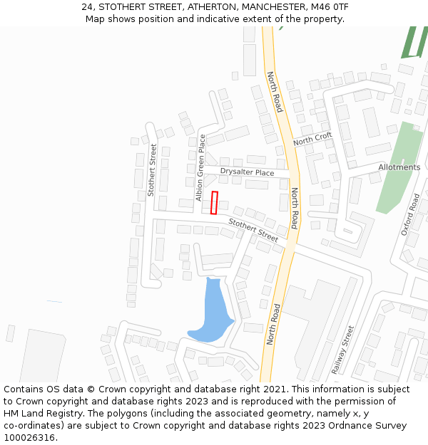 24, STOTHERT STREET, ATHERTON, MANCHESTER, M46 0TF: Location map and indicative extent of plot